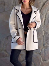 Aurohaya Oversized Wool Coat for Women Long Sleeve Buttoned Pocket Winter Jacket